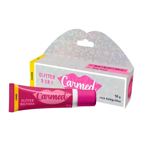 Hidratante Labial Carmed Glitter 3 em 1 Rosa Holográfico – 10 g