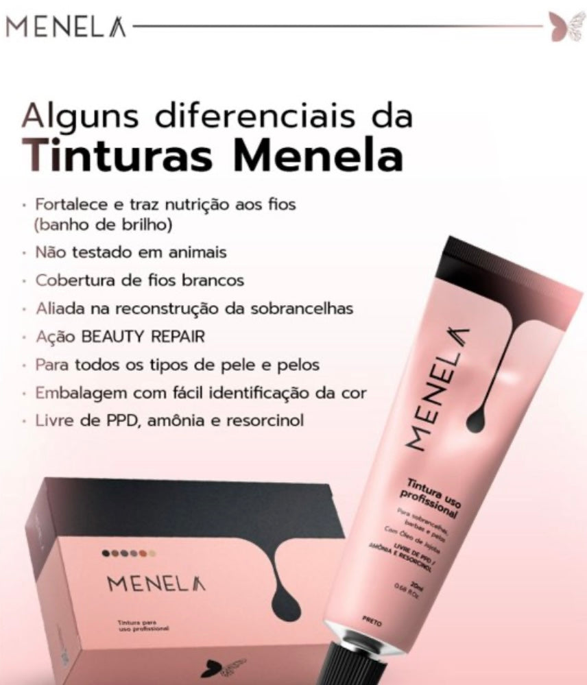 Tintura Profissional para Sobrancelhas Menela - Marrom