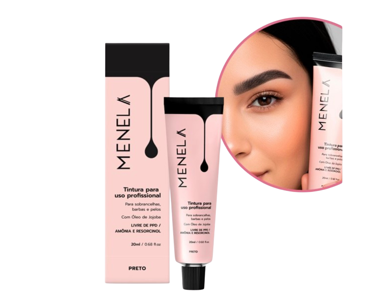 Tintura Profissional para Sobrancelhas Menela - Preto