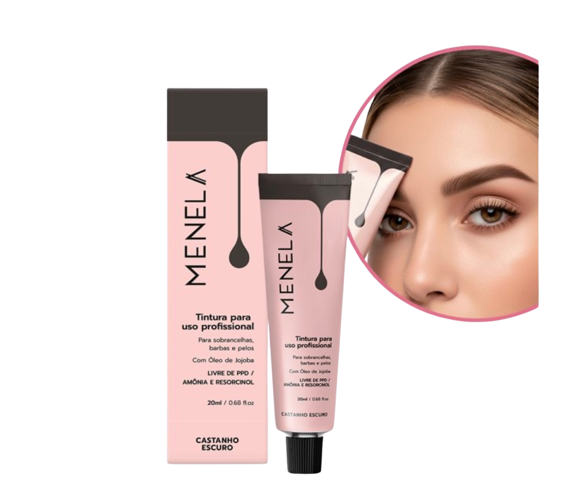 Tintura Profissional para Sobrancelhas Menela - Castanho Escuro