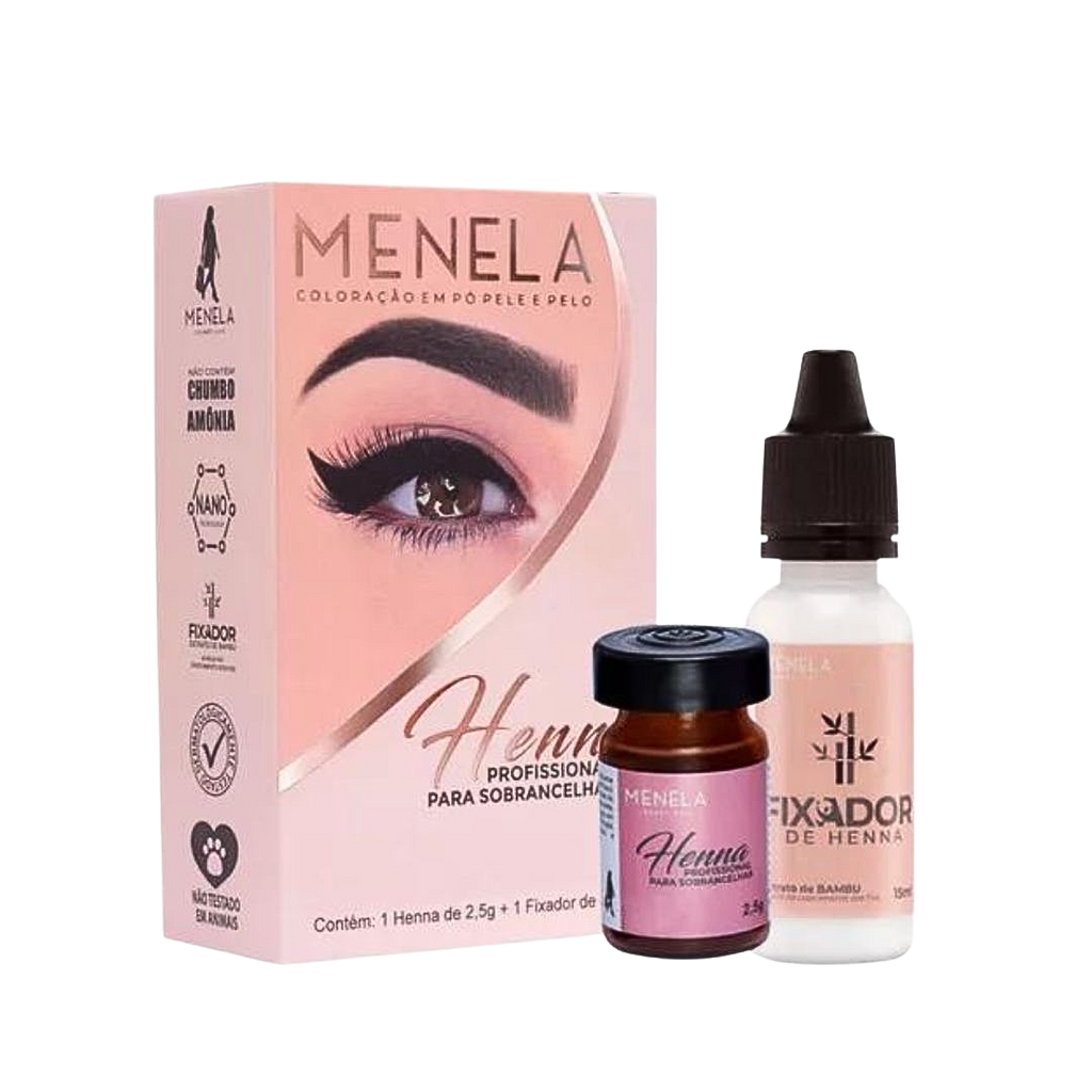 Kit Henna Profissional para Sobrancelhas Menela - Castanho Escuro