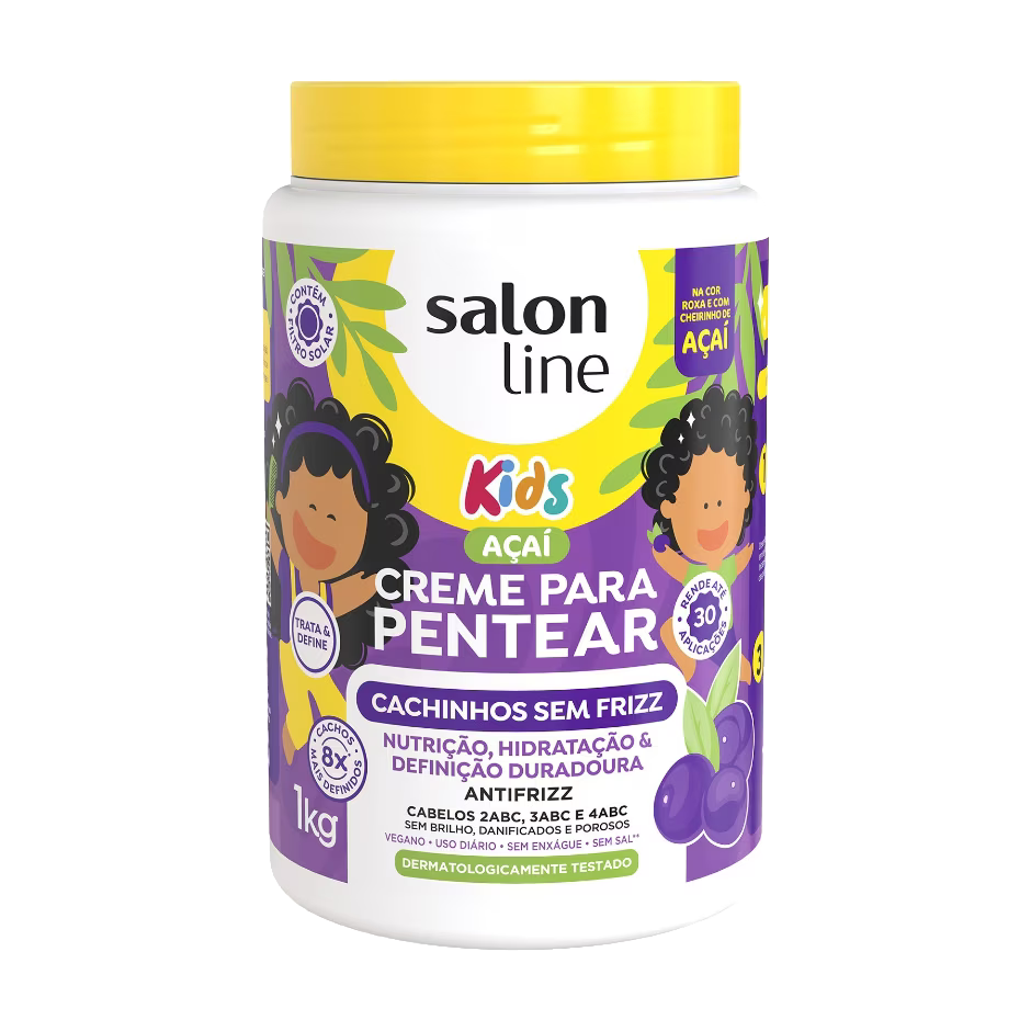 Creme para Pentear Salon Line Kids Açaí Cachinhos Sem Frizz – 1 kg